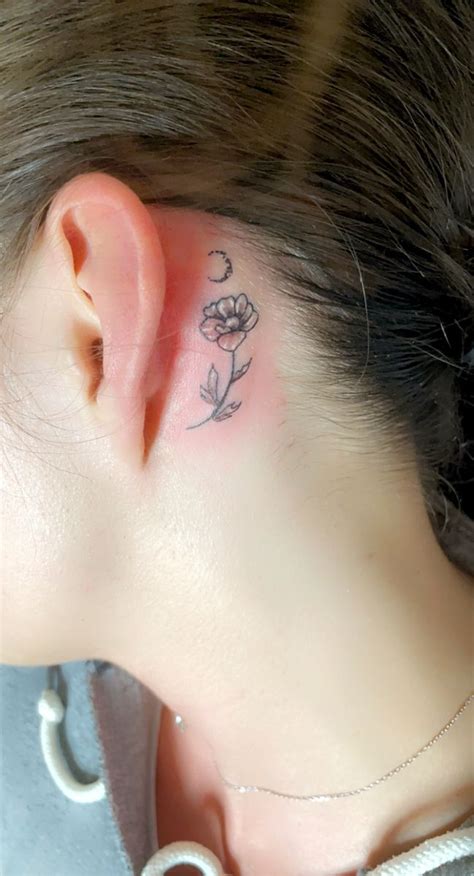 Flower Tattoo Behind Ear Tattoo Small Flower Tattoo Ear Cute Finger Tattoos