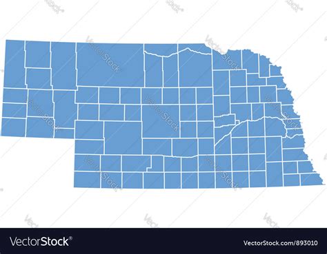 State Map Nebraska Counties Royalty Free Vector Image