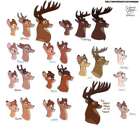 The Different Types Of Deers That Are In Each Character S Head And Neck