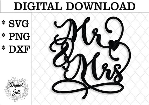 Mr And Mrs Cake Topper Svg Mr And Mrs Curly Cake Topper Wedding Cake