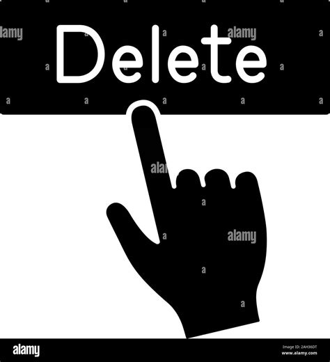 Delete Button Click Glyph Icon Silhouette Symbol Del Hand Pressing
