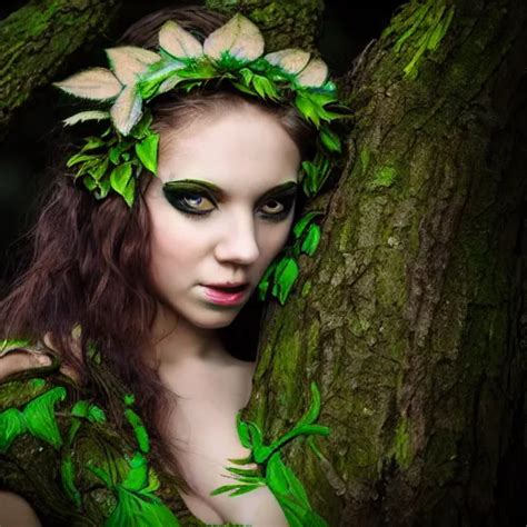 Young Woman In A Forest Nymph Costume Striking A Pose Stable
