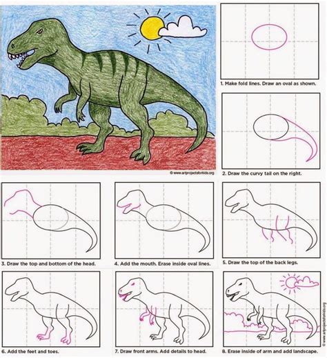 How Do You Draw A Dinosaur Step By Step Greet Record Photography