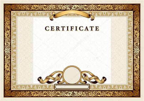 Vintage Certificate With Gold Luxury Ornamental Frames Stock Vector
