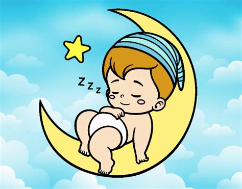 Dibujo De Bebe Durmiendo En La Luna Pintado Por En Dibujos Net El D A