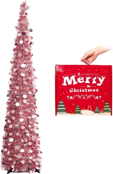 Macting 5ft Pop Up Christmas Tinsel Tree With Stand Easy