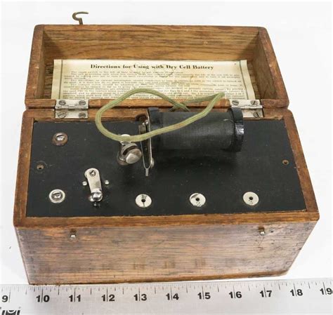 Vintage Dry Cell Battery In Wood Box