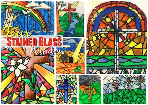 Faux Stained Glass Window With Biblical Theme Stained Glass Art Faux