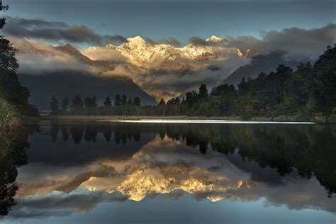 Sunset Reflection Of Lake Matheson Photograph By Colin Monteath Fine