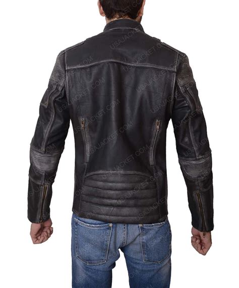 Mens Slimfit Casual Black Leather Jacket