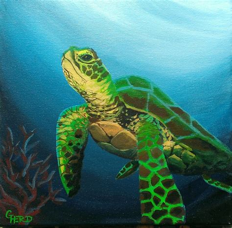 Sea Turtle Acrylic Painting