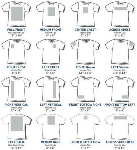 Shirt Design Sizing Chart