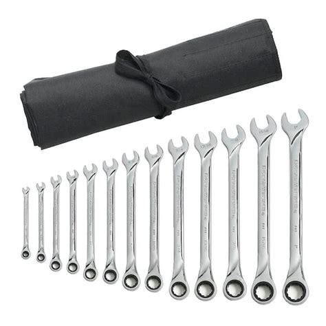 Gearwrench Sae 72 Tooth Xl Combination Ratcheting Wrench Tool Set With Roll 13 Piece 85199r