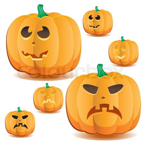 Halloween Pumpkins Set 5 Vector Stock Vector Colourbox
