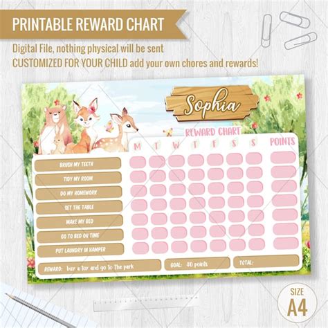 Woodland Animals Reward Chart Chore Chart Printable Chart Etsy