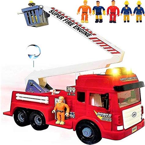 Toy Fire Truck With Lights And Sounds 4 Sirens Big Folding Ladder