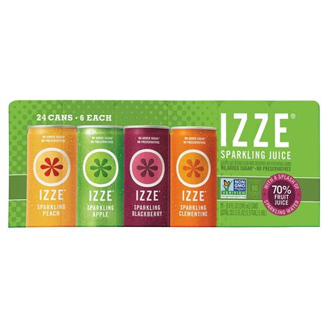 Izze Sparkling Juice Variety Pack 84 Fl Oz 24 Count
