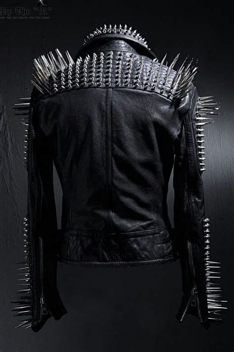 Studded Leather Jacket Women Handmade Full Black Punk Silver Etsy