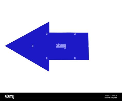 Blue Arrow Pointing Left On A White Background Stock Photo Alamy