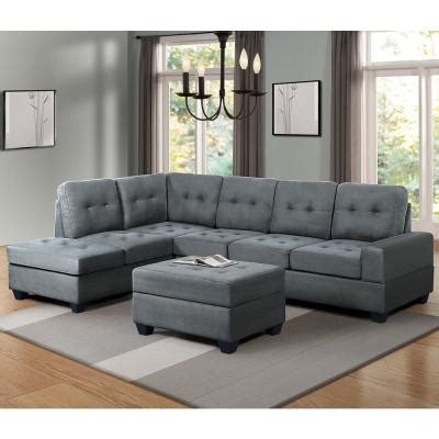 Modern Microfiber Grey Sectional Sofa Baci Living Room