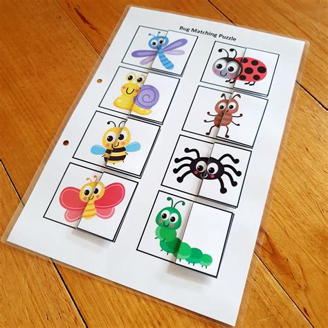 Bug Matching Puzzle Printable Busy Book Page Match the Bugs | Etsy