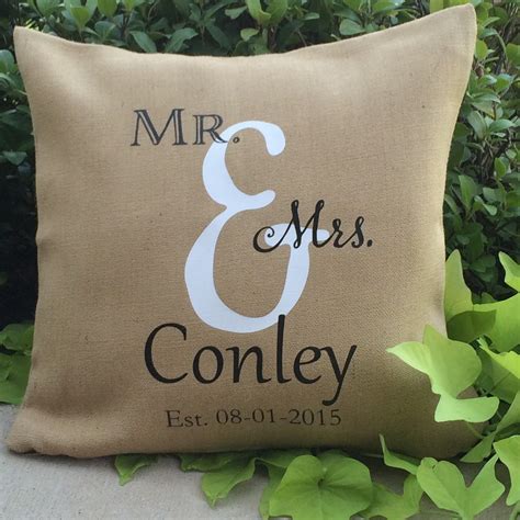 Burlap Pillow Cover Personalized Pillow Cover Monogram Etsy