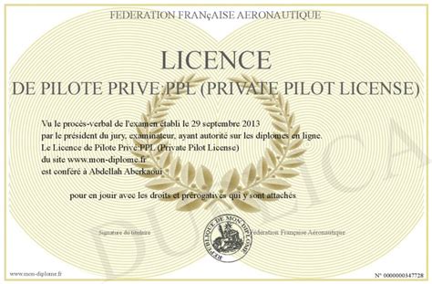 Licence De Pilote Priveppl Private Pilot License