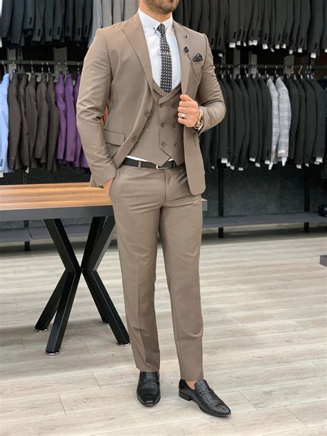 Buy Brown Slim Fit Wool Suit By Free Shipping