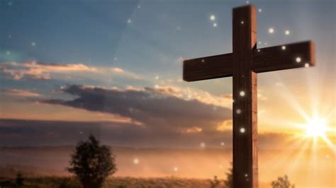 Holy Cross Standing Upon Sunset Sky Motion Background Clipstock