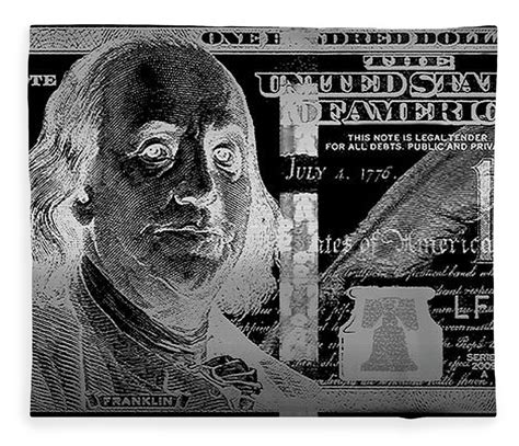 One Hundred Us Dollar Bill 100 Usd In Silver On Black Fleece Blanket
