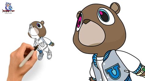How To Draw Kanye West Ye Dropout Bear Mascot Art Tutorial Youtube