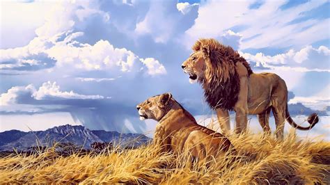 3840x2160 Lion Lioness Artwork 4k 4k Hd 4k Wallpapersimages
