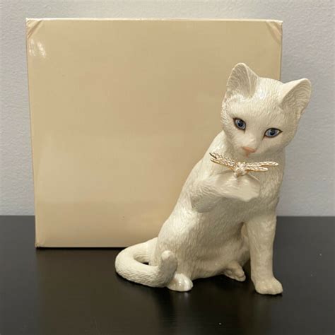 Lenox Curious Encounter Cat Kitty With Dragonfly Sculpture Figurine 6