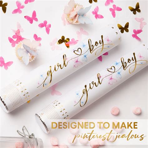 Premium Gender Reveal Confetti Cannon Set Of 2 Butterfly Confetti