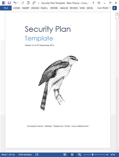 security plan template ms wordexcel templates forms