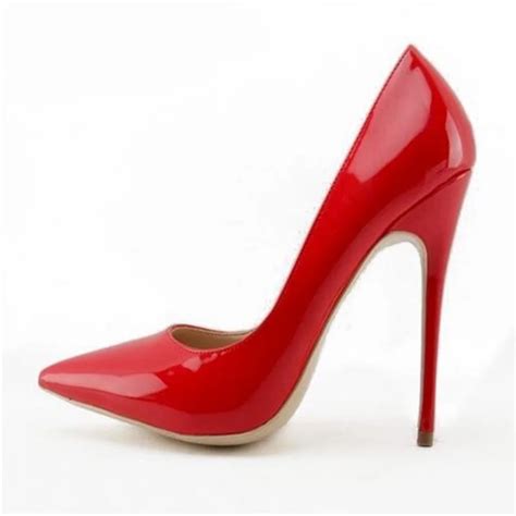 Sexy Red Patent Leather High Heels Pumps CM Pointed Toe Stiletto Heels Pump Shoes Women