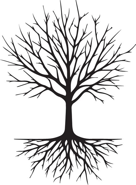 Minimal Naked Tree Silhouette Vector Silhouette Black Color Silhouette