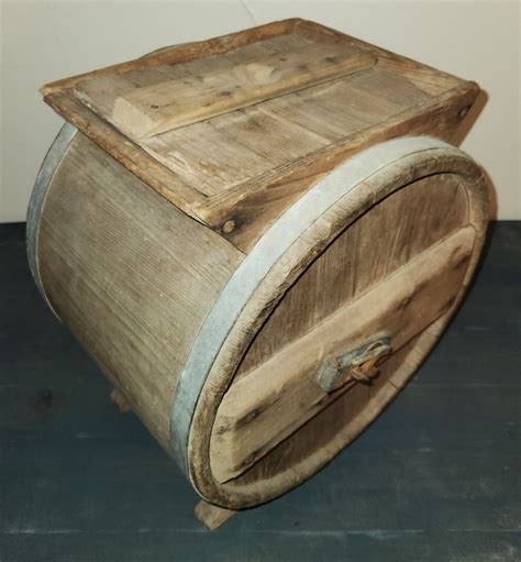 Antique Hand Crank Wood Barrel Cylinder Butter Churn Th C Primitive Farmhouse EBay