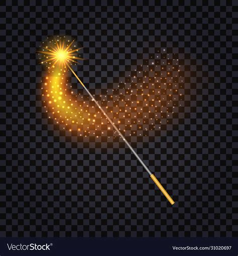 Magic Wand Isolated With Fire Trail And Glowing Vector Image