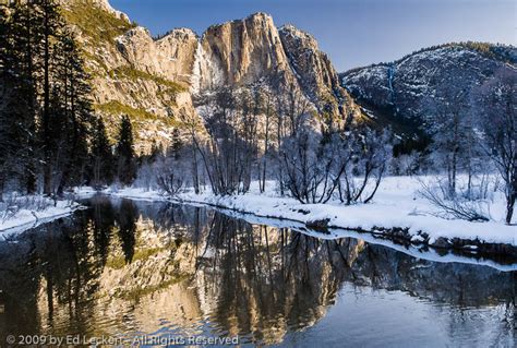 Yosemite Falls Winter Reflection Yosemite National Park