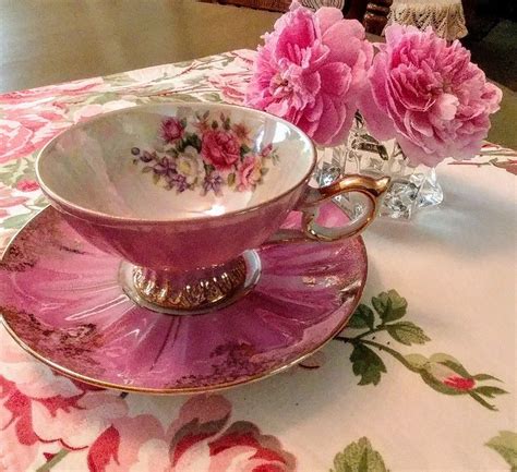Pretty In Pink Roses Teacup Happy Tea Tea Cups Pink Roses