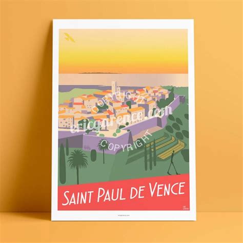 Poster 50x70 By Eric Garence Saint Paul De Vence French Riviera