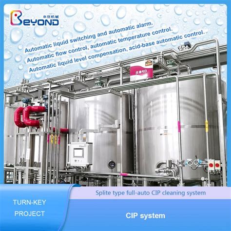 10 M³h Flow Rate 1000l Cip Cleaning System For Milk Processing Plant