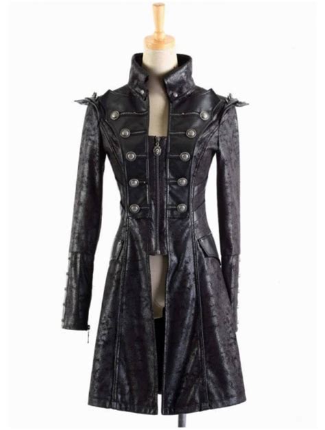 Vintage burberrys black coat for men size 3uk. Black Leather Military Long Trench Coat for Men ...