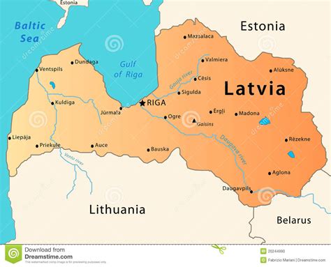 Er grenzt im norden an estland, im osten an russland und weißrussland und im süden an karte. Lettland-Karte vektor abbildung. Bild von litauen ...