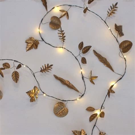 Gold Metal Leaf Fairy Lights Fairy Lights Leaf Garland Christmas Lights