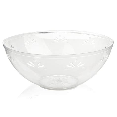 Medium Size Round Plastic Elegant Serving Bowl With Engraved Floral Design