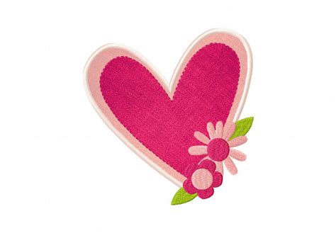 Pale Hearts And Flowers Machine Embroidery Design Includes Both