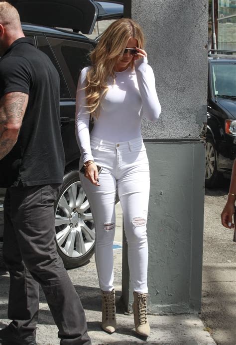 Don T Be Afraid To Style White Jeans With A Matching Long Sleeved Shirt Khloé Kardashian Jeans