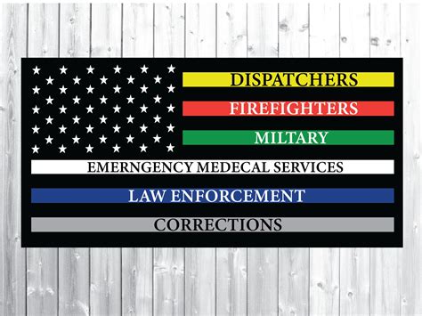 American Flag First Responders Thin Line Svg First Responder Etsy Uk